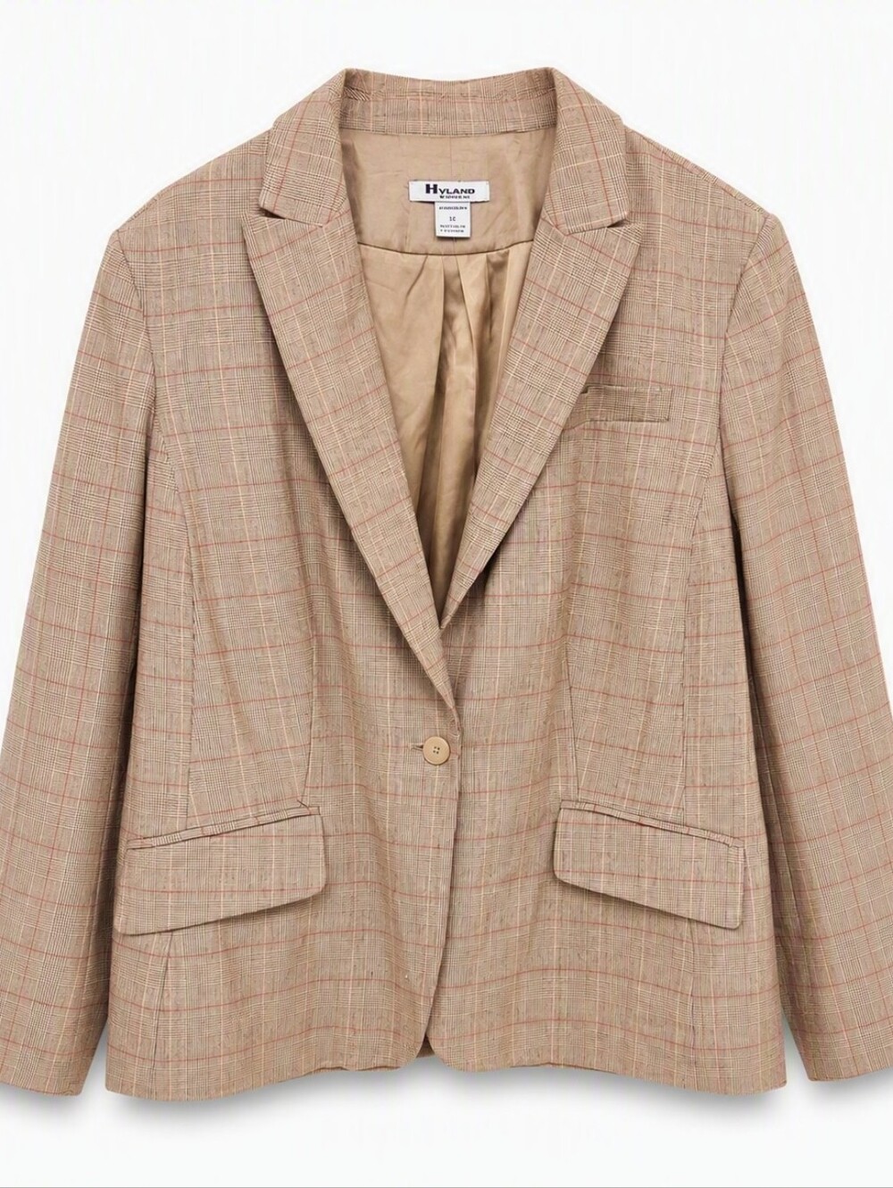 Nygard Collection Brown Plaid Single Button Blazer Jacket Women's Plus 18W